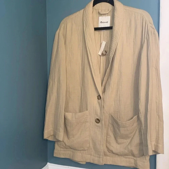 Madewell tan oversized 100% cotton blazer - medium - NWT - Picture 1 of 7